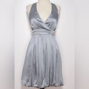 NAF NAF Silver Silk Sleeveless Midi Dress